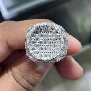 Iced Out Moissanite Diamond Oval Ring For Men Luxury Statement Jewelry - Product Image 1