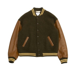 Breathable Wool Varsity <b>Jackets</b> OEM Custom Patches Chenille Embroidery Letterman <b>Jacket</b> With Genuine Leather Sleeves - Product Image 1