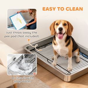"Stainless Steel Dog <b>Potty</b> Tray for Small Medium Dogs 28" X 20" X 4" Pet <b>Training</b> Tray for Porch Bathroom or Balcony" - Product Image 6