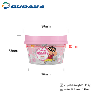 100g/130ml Tasses à dessert en plastique PP à paroi unique avec couvercle et cuillère pour servir la cuisson du <span class=keywords><strong>yaourt</strong></span> crème glacée pouding gâteau <span class=keywords><strong>au</strong></span> lait - Product Image 5