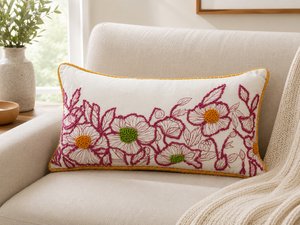 Luxury Cotton Textured Embroidered <b>Cushion</b> <b>Cover</b> | Geometric Decorative Throw Pillow <b>Cover</b>, Living Room & Home Decor - Product Image 3