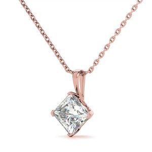 Elegante colgante solitario de oro de 18k con diamante cultivado en laboratorio, diseño de princesa y detalles en forma de espiral, para mujeres y niñas. - Product Image 4