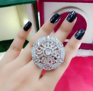 New AD Multi Color Manufacturer <b>Jewellery</b> <b>Silver</b> <b>Plated</b> High Polish with Diamond Ring for Women handmade bulk product - Product Image 3