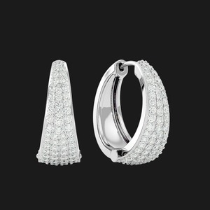Rose Gold Plated Zircon <b>Stud</b> Earrings with Triple Row Sparkle Elegant Modern Luxury Design Anniversary Appeal - Product Image 1