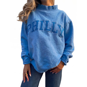 Sweat-shirt col montant personnalisé 100 % coton épais brodé en molleton doux pour femme - Product Image 2