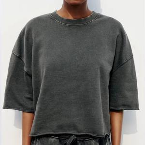 Nuevas camisetas personalizadas para mujer, de corte holgado, de alta calidad, con hombros caídos, de tela gruesa, 100% algodón, estilo streetwear. - Product Image 4