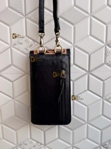 Luxury Handcrafted Phone <b>Purse</b> Handbag Hand Tooled Carving Leather Bag Big Size Bag Checkers Pattern Cross-Body Sling Bag - Product Image 3