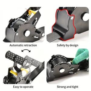Cinghia di tensione a cricchetto automatica tenditore resistente in acciaio imbracatura per moto bagagli da carico tenuta cintura funzione di recupero No - Product Image 2