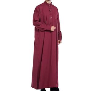 Kaftan Jilbab Ramadan Jubba pour homme, couleur marron, Thobe en satin et coton, Jalabiya saoudienne, robe turque pour homme, Abaya Thobes respirante - Product Image 1