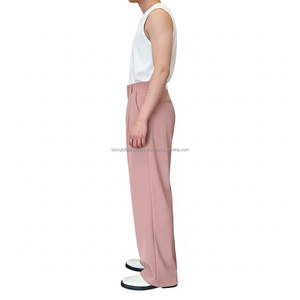 Pantalon de costume plissé pour homme en toile, taille haute, élastique, coupe large, poids moyen, été, personnalisable, OEM de haute qualité - Product Image 4