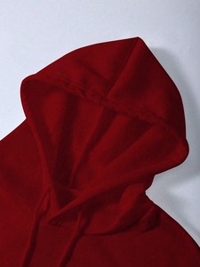 Women's Red Hoodies With Cat Print <b>Back</b> Design Casual Cotton Sweatshirt Regular Fit Autumn Winter <b>Drop</b> Shoulder Custom Logo OEM - Product Image 3