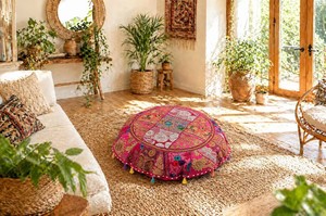 Patchwork <b>Round</b> <b>Cushions</b> Meditation Pillow <b>Cushion</b> Covers Colorful Embroidered Floor <b>Cushions</b> - Product Image 3