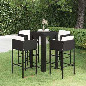 Conjunto de Bar de Jardín de 5 Piezas en Ratán Sintético Negro con Reposapiés, Colección de Muebles de Exterior Duraderos y Elegantes - Product Image 1
