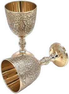 Juego de Copas de Vino de Latón Plateado Personalizadas, Cáliz de Metal con Borde Dorado, Fabricante OEM ODM, Venta al por Mayor de Artículos de Bar y Vajilla - Product Image 6