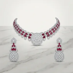 Collar de circonita cúbica al por mayor para mujer, joyería de lujo para invitadas de boda, elegante collar de circonita cúbica brillante - Product Image 3