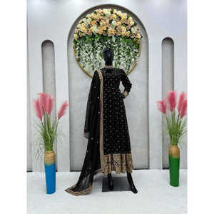 Vestido de noche XL Party Wear con hilo y secuencia de trabajo que incluye vestido y Dupatta - Product Image 1