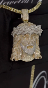 Pendentif personnalisé de luxe Jésus Hip Pop en argent sterling 925 plaqué or avec moissanite, pour homme et femme - Product Image 5