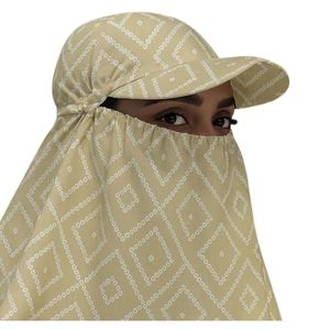 Voile de protection solaire pour femmes avec casquette, motif géométrique, long foulard en polyester, style été - Product Image 4
