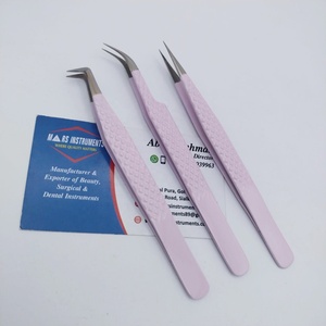 Pinzas profesionales de Extensión de pestañas de acero inoxidable rosa, herramienta de belleza sostenible, tecnología de punta Nano, volumen puntiagudo Curvo - Product Image 3