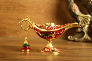 Vintage Mini Brass Arabian Aladdin Genie Lamp Magic Wishing Light Luxury Metal <b>Ornament</b> for New Year Tabletop Party Decor Chirag - Product Image 3