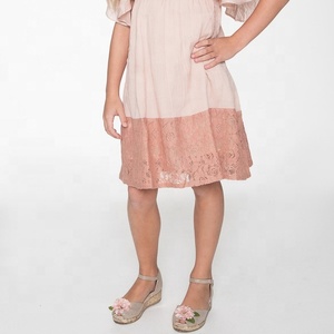 Robe de soirée en dentelle rose pour filles, Style bohème, superbe, robe pour filles, avec belle manches volantes, robe parfaite pour l'été - Product Image 4