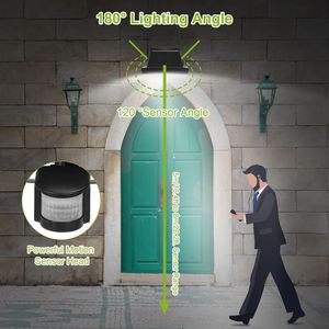 Luci Solari da Parete con 120 LED, Fari da Esterno con Illuminazione a 120 e 180 Gradi, Lampade Impermeabili IP65 con Sensore di Movimento - Product Image 3