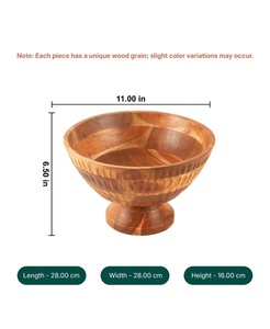 Bol en bois d'acacia naturel écologique, fait à la main, pour servir des fruits et des salades - Product Image 2