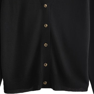 Cárdigan de Punto Negro para Mujer, de Alta Calidad, Cuello en V, Manga Larga, Botones al Frente, Color Sólido, Estilo Minimalista, para Todas las Temporadas - Product Image 4