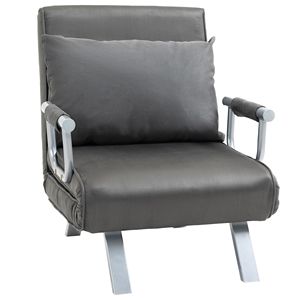 Divano Letto Convertibile Grigio Scuro, Set con 5 Posizioni, Poltrona Pieghevole Estensibile, Struttura in Acciaio, Imbottitura in Schiuma per Soggiorno - Product Image 1