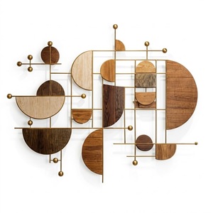 Décoration murale géométrique en métal abstrait multi-finitions, design artisanal, style mid-century, décoration murale à suspendre - Product Image 1