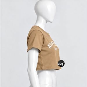 เสื้อครอปเรียบง่ายสำหรับผู้หญิง คุณภาพสูง ผลิตตามสั่ง ผ้าฝ้าย 100% ระบายอากาศได้ดี แฟชั่นฤดูร้อน ทันสมัย สวมใส่สบาย เสื้อยืดผู้หญิง - Product Image 4