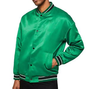 Chaqueta Varsity Azul Satinado para Hombre, Manga Larga, Cortavientos, Chaqueta Bomber de Invierno, Logotipo Personalizado, Ropa Urbana - Product Image 4