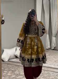 Vestidos de Novia de Alta Calidad Hechos a Mano en Afganistán, Estilo Kuchi Tradicional Tribal Vintage, con Bordado de Encaje, Corte Maxi en A, Color en Contraste, para Mujer - Product Image 4