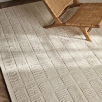 Tapis de zone minimaliste en grille ivoire, géométrique moderne, tufté à la main, neutre, pour salon et chambre, style artisanal, décoration de sol pour la maison