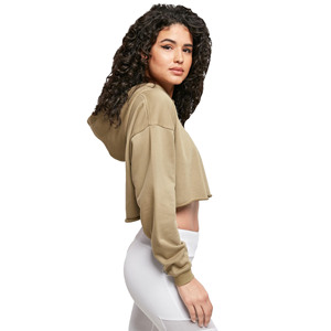 Wholesale Rate New Design Winter Warm Women's Lined Front Logo 100% Cotton <b>Fleece</b> Crop <b>Top</b> Hoodie Factory Outlet Regular Size - Product Image 3
