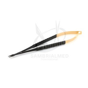 Portaagujas Castroviejo Manual Premium para Odontología, Sin Atascos, 18 cm, Puntas Curvas Dentadas, Recubrimiento Negro TC, Acero Inoxidable Alemán, CE - Product Image 1