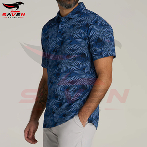 Polo homme personnalisé de haute qualité, imprimé, décontracté, été, bleu, imprimé palmiers, manches courtes, respirant, pour le golf - Product Image 2