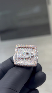 Moissanite Iced Out Initial <b>Ring</b> Luxury Hip Hop Statement Jewelry Sparkling <b>Mens</b> Fashion <b>Ring</b> - Product Image 3