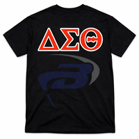 Delta |   Sigma |   Camiseta negra Theta Sorority EST 1913 con diseño de letras griegas rojas en contraste, 100% algodón transpirable, DST Sorority