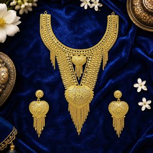 Wholesale 14K18K24K Micron <b>Gold</b> Dubai Style Traditional Design Jewelry <b>Set</b> Turkish Bridal Long Necklaces <b>Set</b> Fashion Jewelry <b>Set</b> - Product Image 2