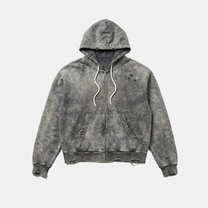 Conjunto de Sudadera con Capucha y Pantalones de Chándal para Hombre, con Logotipo Personalizado, Estilo Vintage, Lavado Ácido, Transpirable, de Forro Polar Grueso, con Cremallera, Venta al por Mayor - Product Image 4