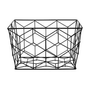 Cesta de Almacenamiento de Alambre Negro, Cesta Metálica Geométrica, Contenedor Rectangular para Despensa, Organizador de Cocina - Product Image 1