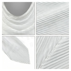 Hijab en soie blanche pour femmes, long, plissé, uni, multifonctionnel, à porter tous les jours, toutes saisons - Product Image 6