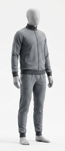 Survêtement gris zippé pour homme, coupe classique, veste décontractée en tricot avec poche avant, idéal pour l'automne - Product Image 1