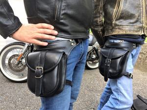 Sac de taille de hanche de motard de style vintage en cuir véritable pour hommes pochette de moto de jambe de goutte LLB-0040 pour le transport extérieur - Product Image 2