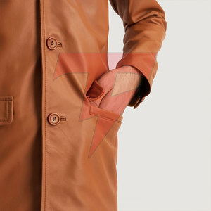 Chaqueta Blazer de Cuero de Diseño Único con Doble Botonadura, Cuello de Solapa Elegante, Transpirable, Estilo Americano para Eventos de Oficina y Uso Casual - Product Image 5