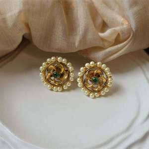 24K Gold Plated Diamond Pearl Ear Studs-Trendy Butterfly & Ball Design for Party & Gift - Product Image 2