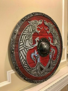 premium Handmade Decorative Wooden Shield Twin <b>Dragon</b> <b>Artwork</b> Traditional Straight Edge OEM Wholesale bulk Supplier USA EU - Product Image 4