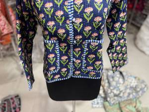 Floral <b>Quilted</b> Cotton <b>Jacket</b> With Mandarin Collar Single Button Closure Full Sleeve Autumn Women's Outerwear GIFT FOR HER - Product Image 3