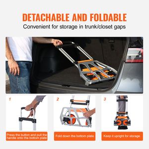 Carrello a Quattro Ruote in Alluminio, Capacità di Carico 125 kg, Convertibile con Manico Telescopico - Product Image 6